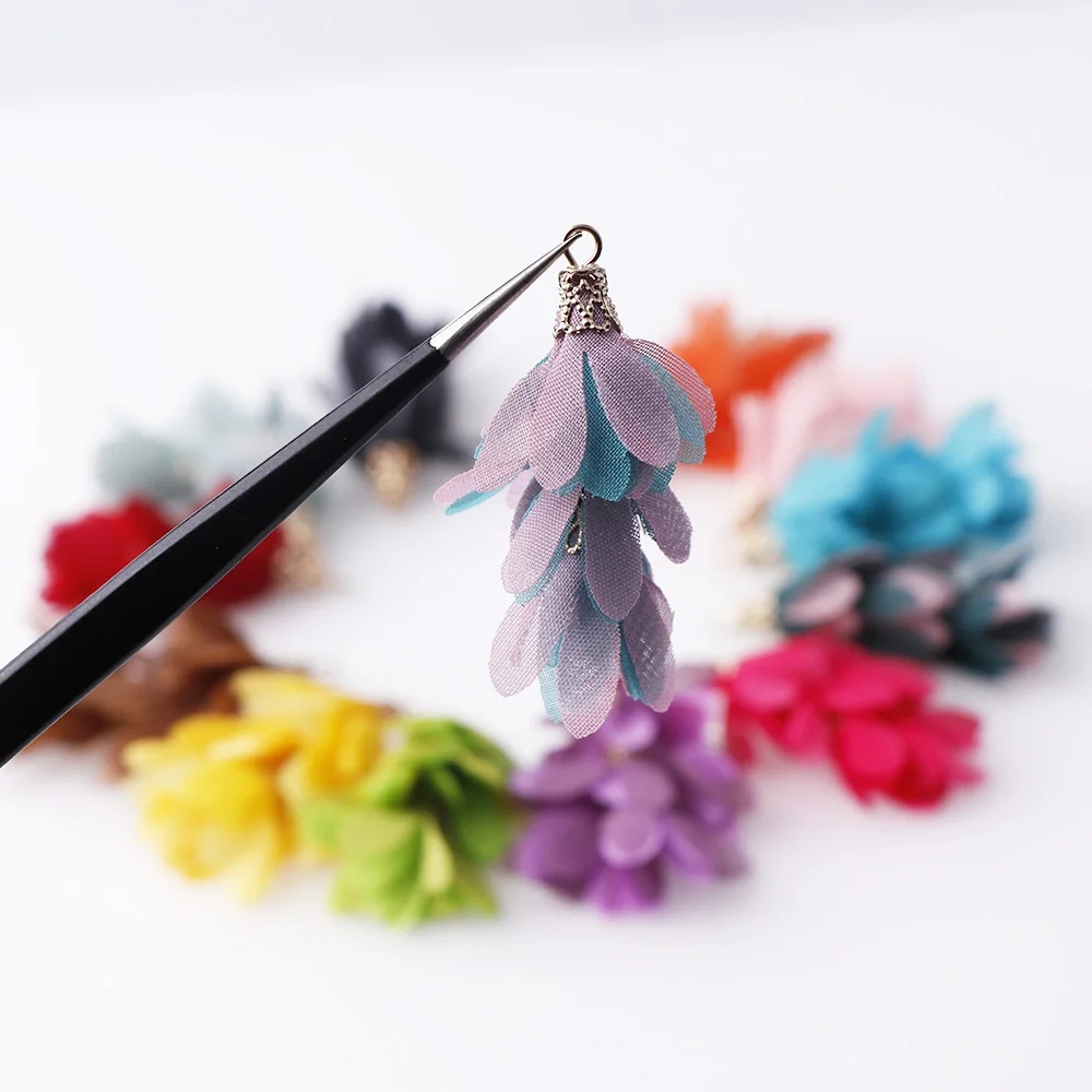 10 шт./компл. женский разноцветный цветок жемчуг ткань кружево кисточка подвеска