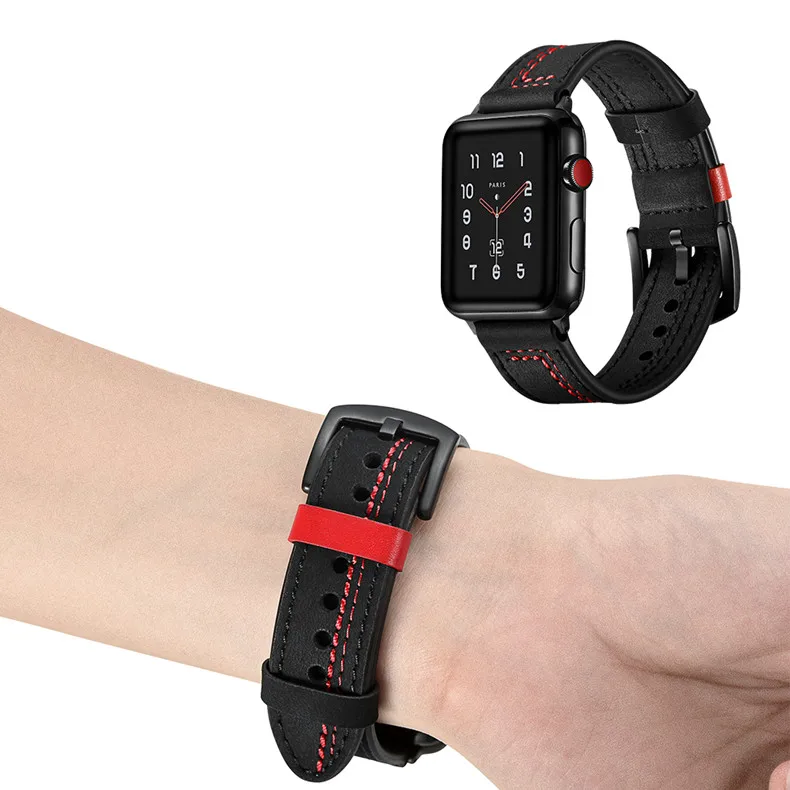 Новинка 2019 ремешок для apple watch 4 3 2 кожаный iwatch 44 мм 38 40 браслет на запястье series