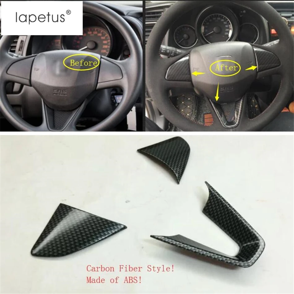 

Lapetus Accessories Fit For Honda FIT Jazz 2014 - 2018 Carbon Fiber Style Car Steering Wheel Frame Molding Cover Kit Trim / ABS