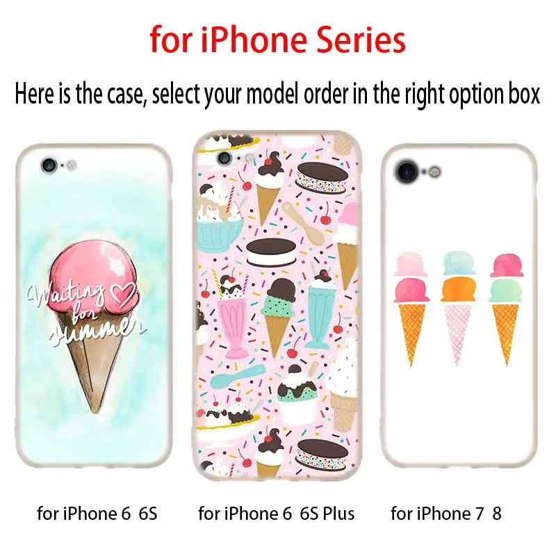 Ice cream Soft Silicone Case For iPhone 13 11 12 Pro X XS Max XR 6 6S 7 8 Plus SE 2020 Mini Cover Etui | Мобильные телефоны и
