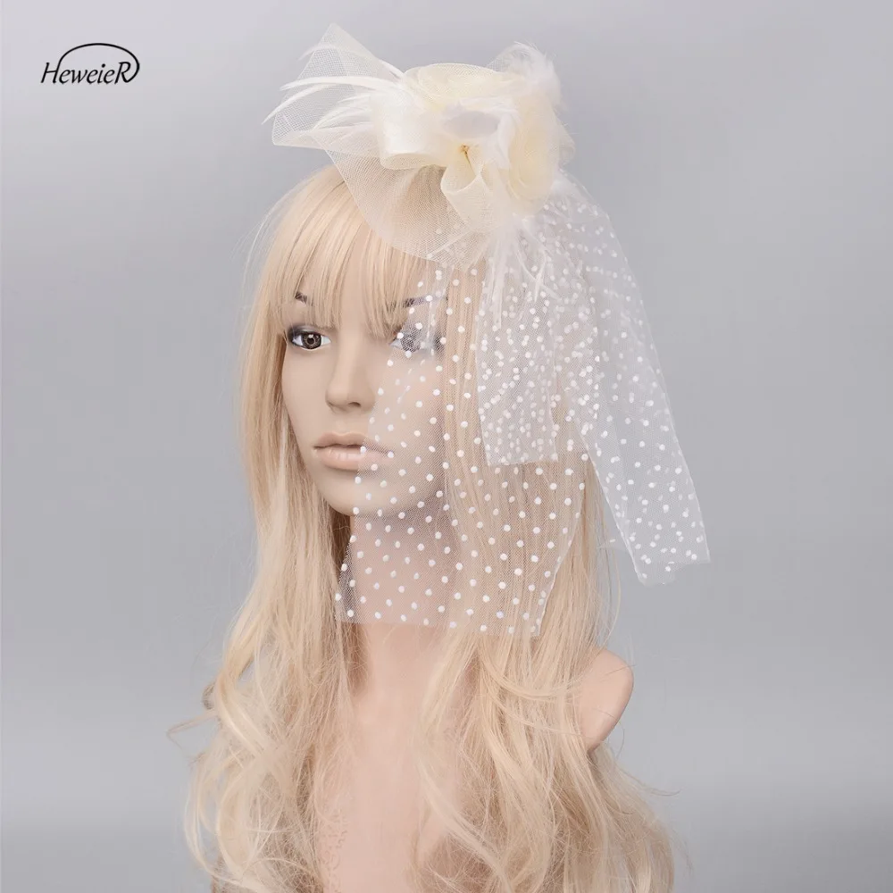 

Lady Women Girls Bride Lace Feather Net Headwear Headdress Fascinators Hair Hoop Clips Headband Cocktail Races Party Hairband