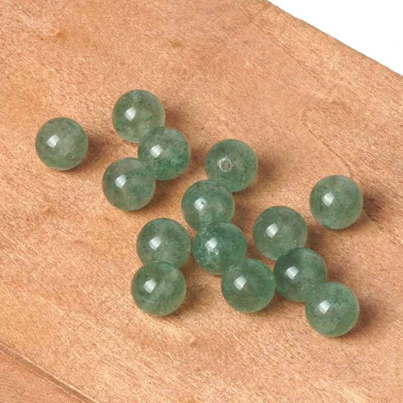 

Green Strawberry Quartz Crystals Natural Gemstones Stone Original Beads Love Bead Round Jasper 6-10mm Buddha Jewelry Accessories