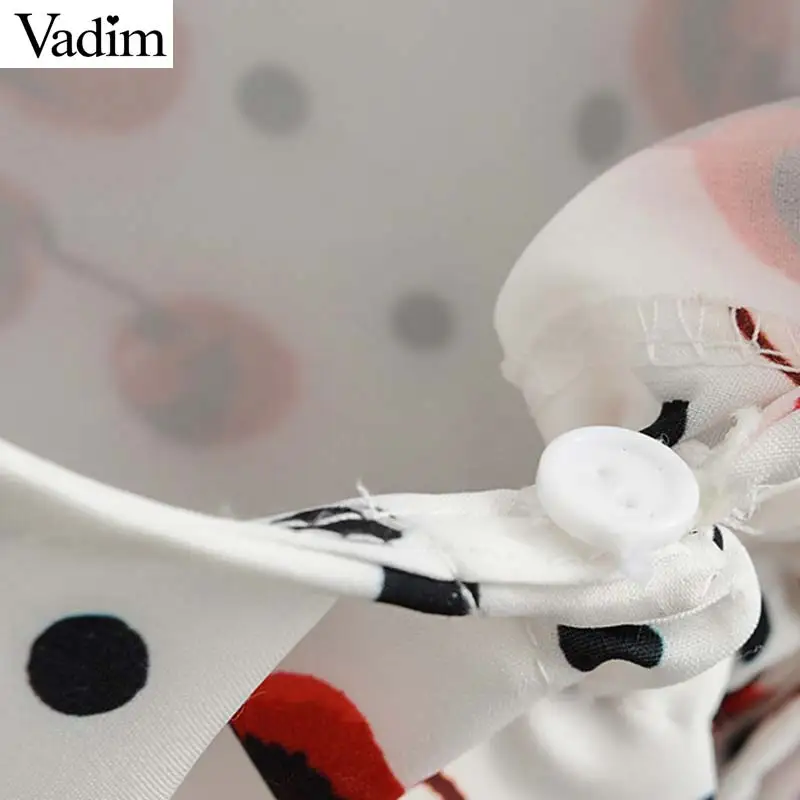 Vadim womem cherries блузка с принтом V шейный галстук бабочка длинным рукавом милые