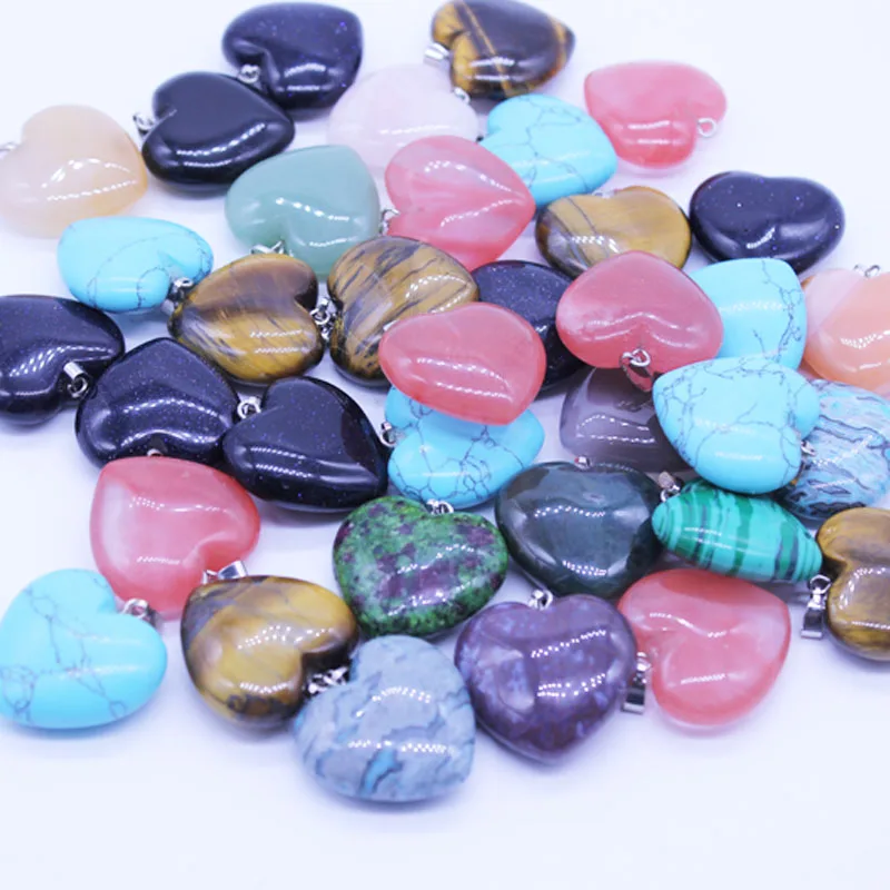 Оптовая продажа 12 шт. сердце любовь Талисманы маятник Природные драгоценного