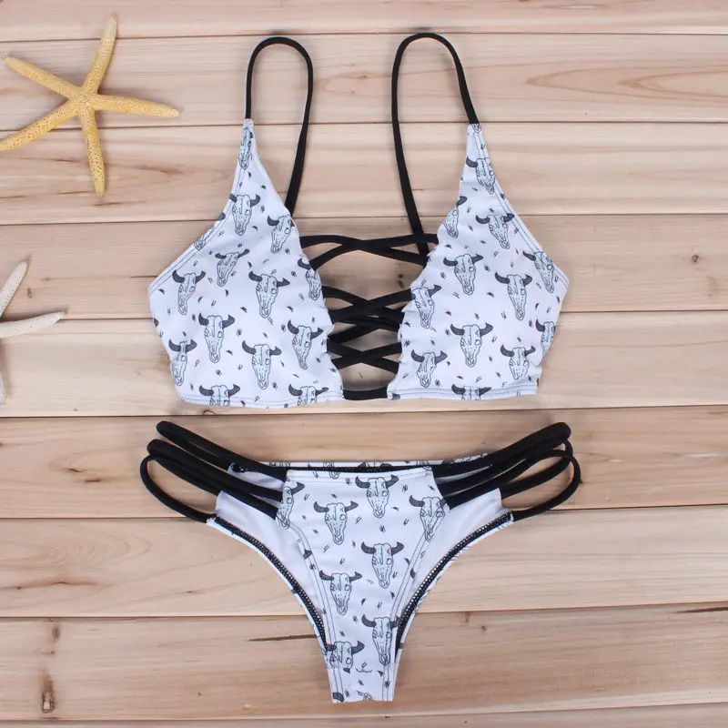 Новинка 2017 сексуальный женский комплект бикини из двух предметов с черным