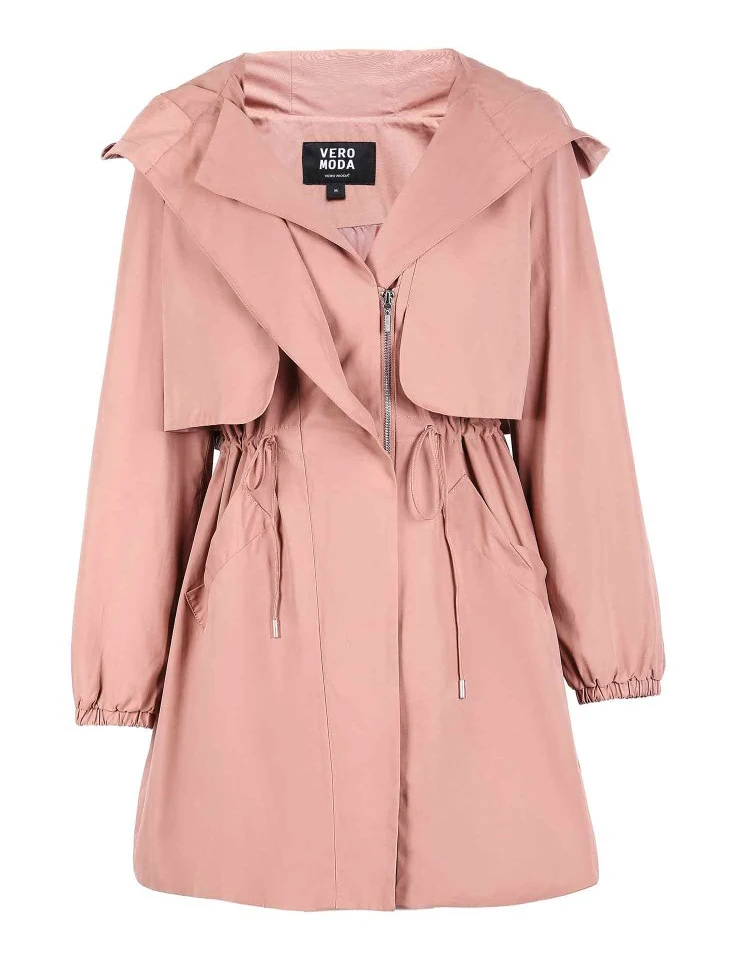 Vero Moda куртка женская Повседневный с капюшоном сплошной цвет молнии Тренч | 318417501