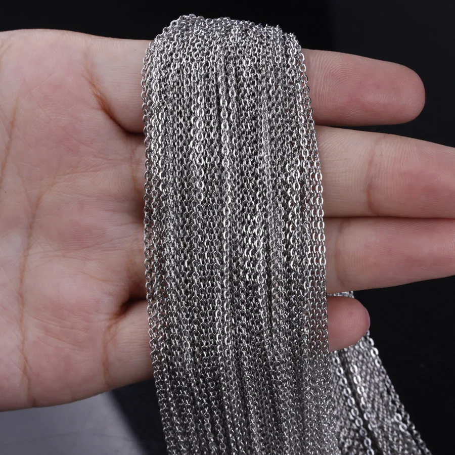 

2/3mm New Arrive Women's Jewelry Wholesale Bulk Silver Stainless Steel Welding Strong Thin Rolo O Link Chain in Meters