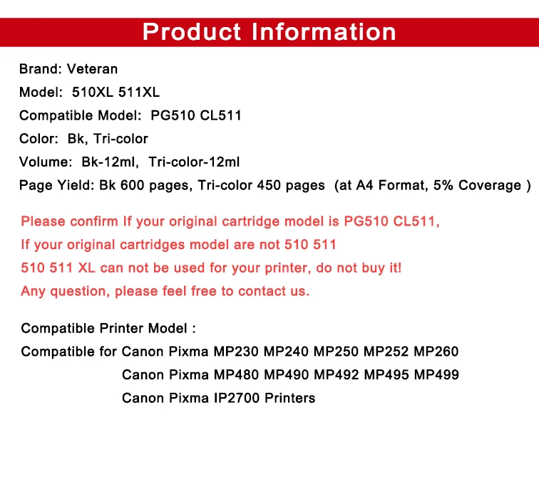 Veteran PG510 CL511 сменный картридж для Canon PG 510 CL 511 чернильный Pixma IP2700 MP240 MP250 MP260