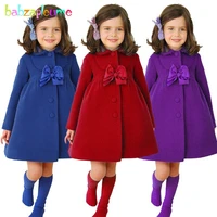 3 7yearsautumn winter baby girls wool long princess red blue coats kids clothes warm childrens jackets infant outerwear bc1119