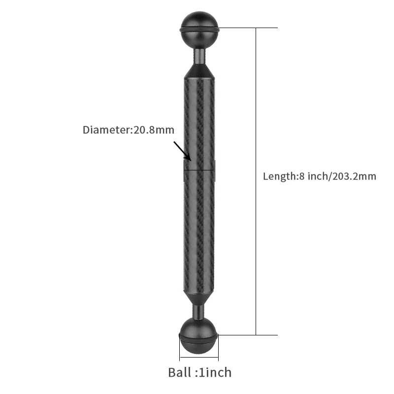 8inch Black Плавучесть плавучих волокон крепление для подводной камеры с двойным шарикоподшипником, плавающая рукоятка Дайвинг Камера для подводного погружения и дайвинга лоток 5/6/7/8/9/10/11/12 дюймов - Цвет: 8inch Black