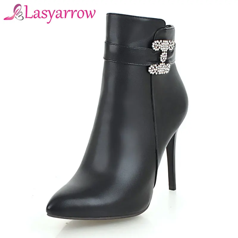 

Lasyarrow High Heels Pointed Toe Boots Woman Shoes Sexy Stilettos Boots Zipper Botas Mujer Rhinestone Sapatos Femininas F746