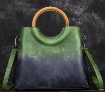black green Роскошные сумки женские дизайнерские сумки из натуральной кожи винтажные Основные женские сумки через плечо сумка-мессенджер Повседневная Сумка-тоут сумки - Цвет: black green