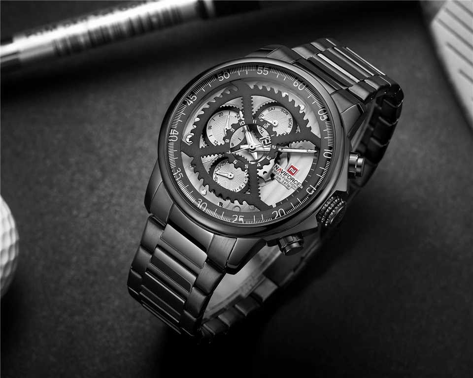 Новинка NAVIFORCE Роскошные Брендовые Часы мужские спортивные полностью Стальные кварцевые часы мужские 3ATM водонепроницаемые часы мужские военные наручные часы