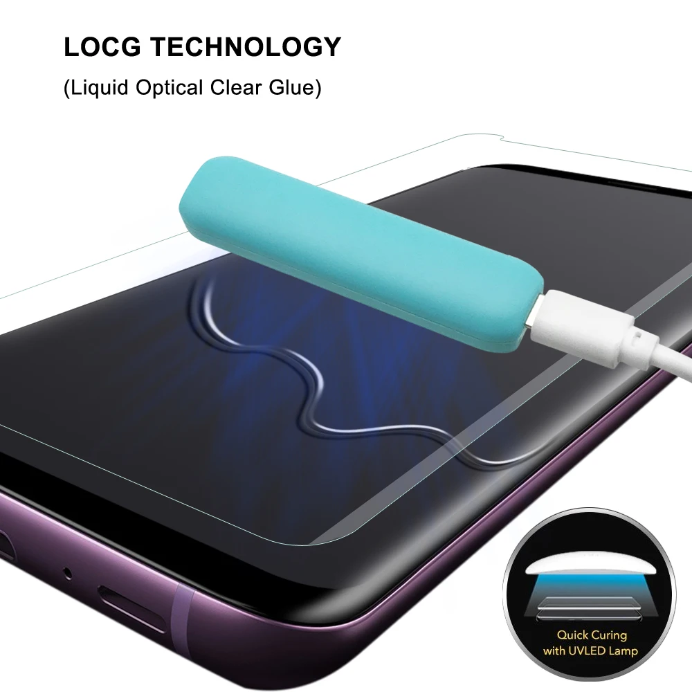 Закаленное стекло Akcoo для защиты экрана Sony XZ3 полное покрытие защитное с УФ клеем