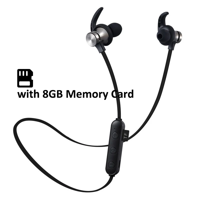 Black with 8GB Card Arikasen, Расширенная память, bluetooth, Mp3 плеер, спортивный, беспроводной, MP3 музыкальный плеер, Walkman, наушники, для бега, Mp3 плеер - Цвет: Black with 8GB Card
