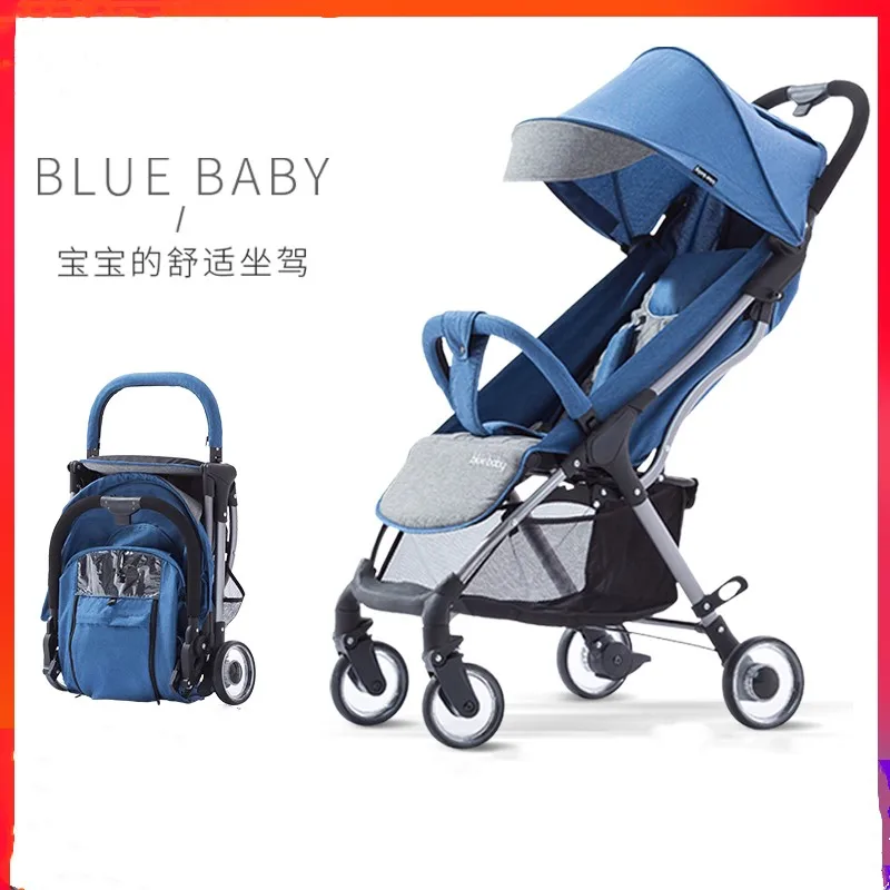 Bluebaby ultra light portable folding stroller can sit reclining four-wheeled trolley multi-color optional | Мать и ребенок