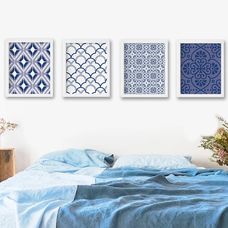 Темно синий Фотофон искусство стен Холст Картина коттедж шикарный Племенной