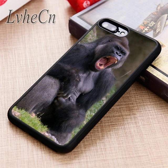 Чехол для телефона LvheCn GORILLA ROARING iPhone 5 6 6s 7 8 plus X XR XS max 11 12 Pro Samsung Galaxy S7 edge S8 S9