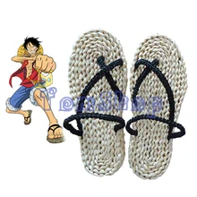Anime One Piece Monkey D Luffy Cosplay Costume Straw Shoes Handmade Sandals Slippers Free Shipping