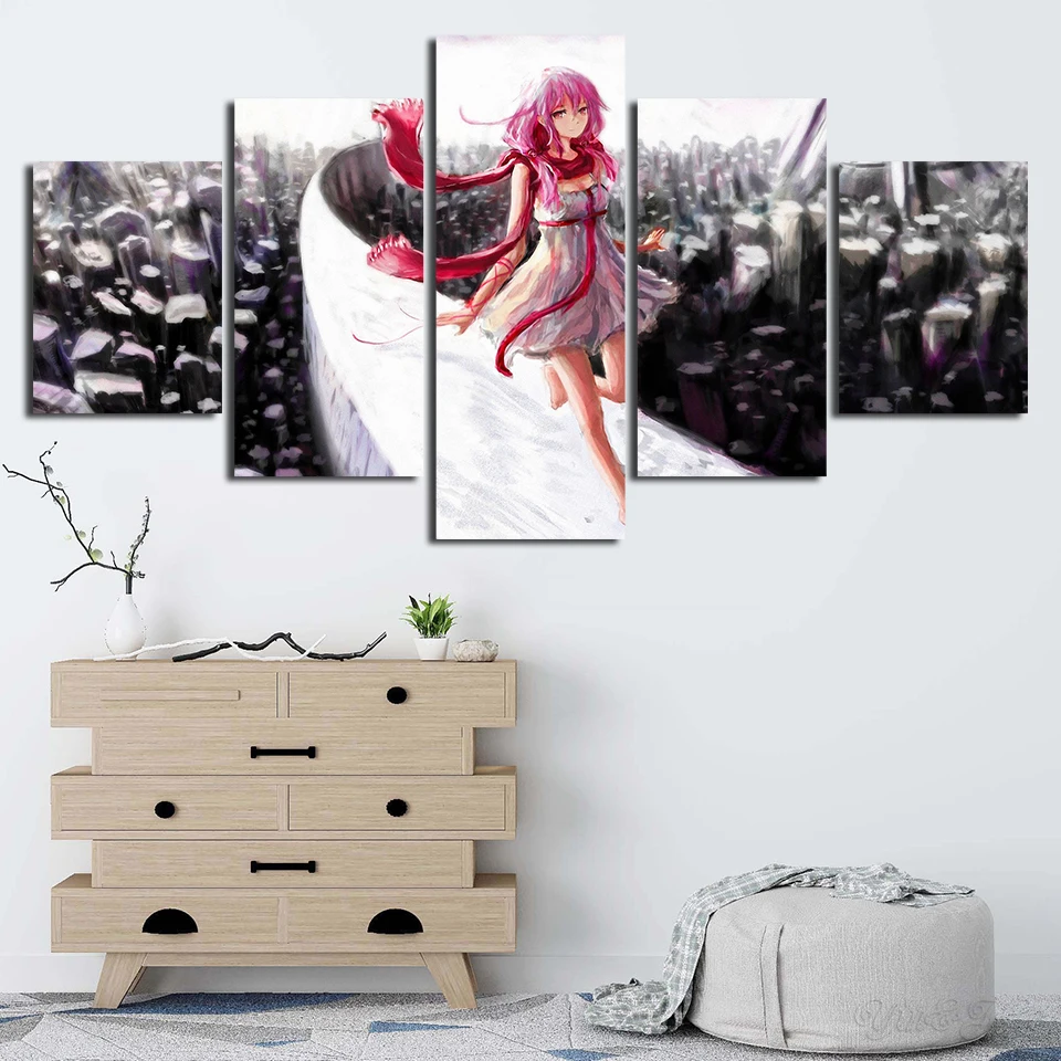 Картина на холсте 5 панелей аниме Guilty Crown Inori Yuzuriha плакат для гостиной украшения