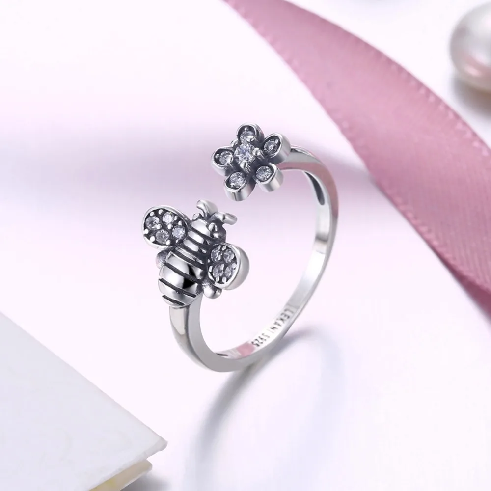 100% 925 Sterling Silver Jewelry Rings For Women Decorating Bee Classic Adjustable Style Prevent allergy (Lam Hub Fong) | Украшения и