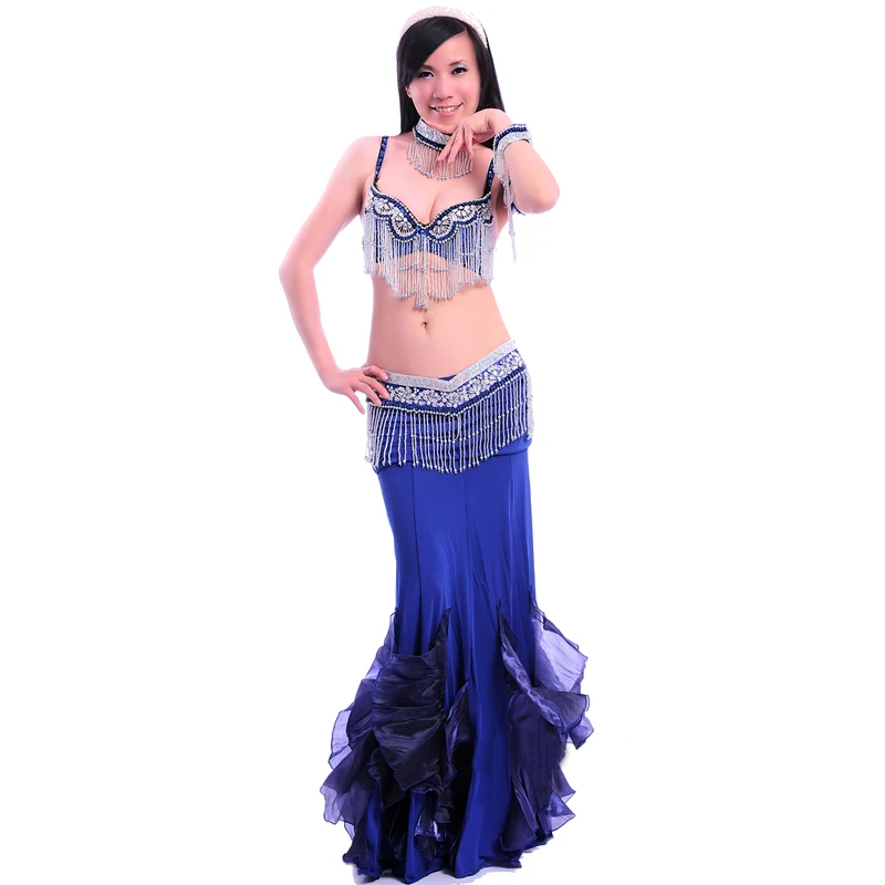 Women Sexy Belly Dance Costume Suit Bra &amp Belt Skirt&amp Necklace 34B/C 36B/C 38B/C Cup 5 Pieces 8 Colors | Тематическая одежда