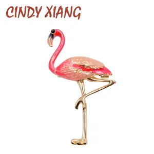 Брошь унисекс CINDY XIANG, с эмалью, в форме фламинго
