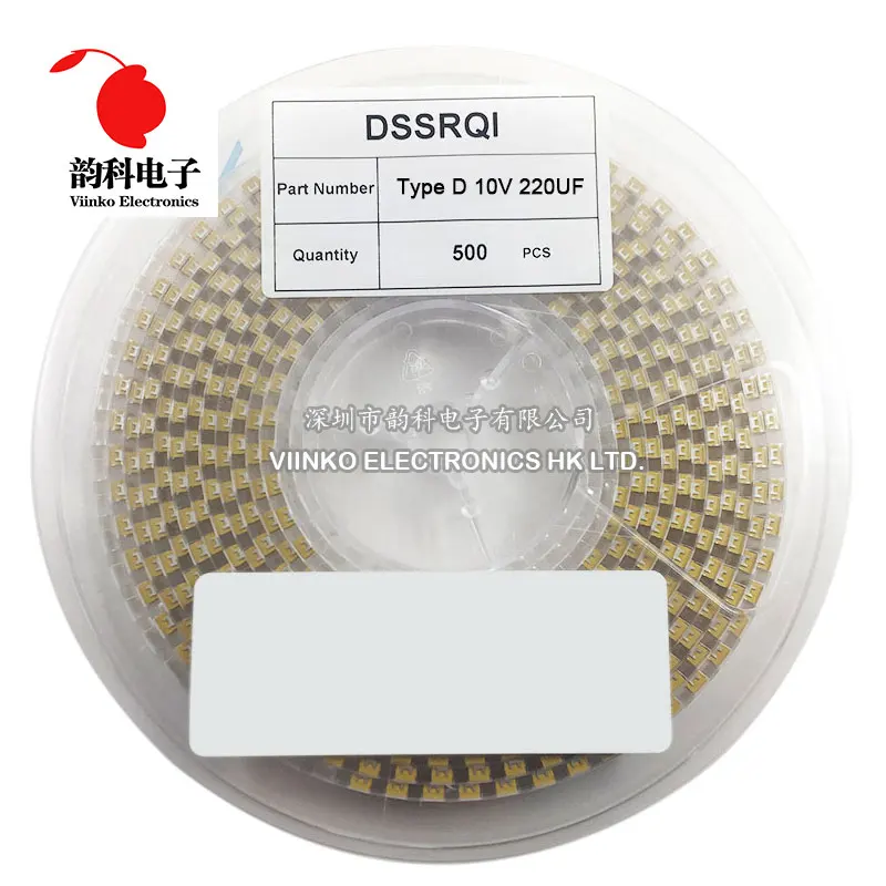 500 шт. Тип D 100 мкФ 150 220 330 470 680 танталовый конденсатор 2 5 V 4V 6V 6 3 10V 16V 25V 35V 50V 4 7/10/ 15/22/33/47