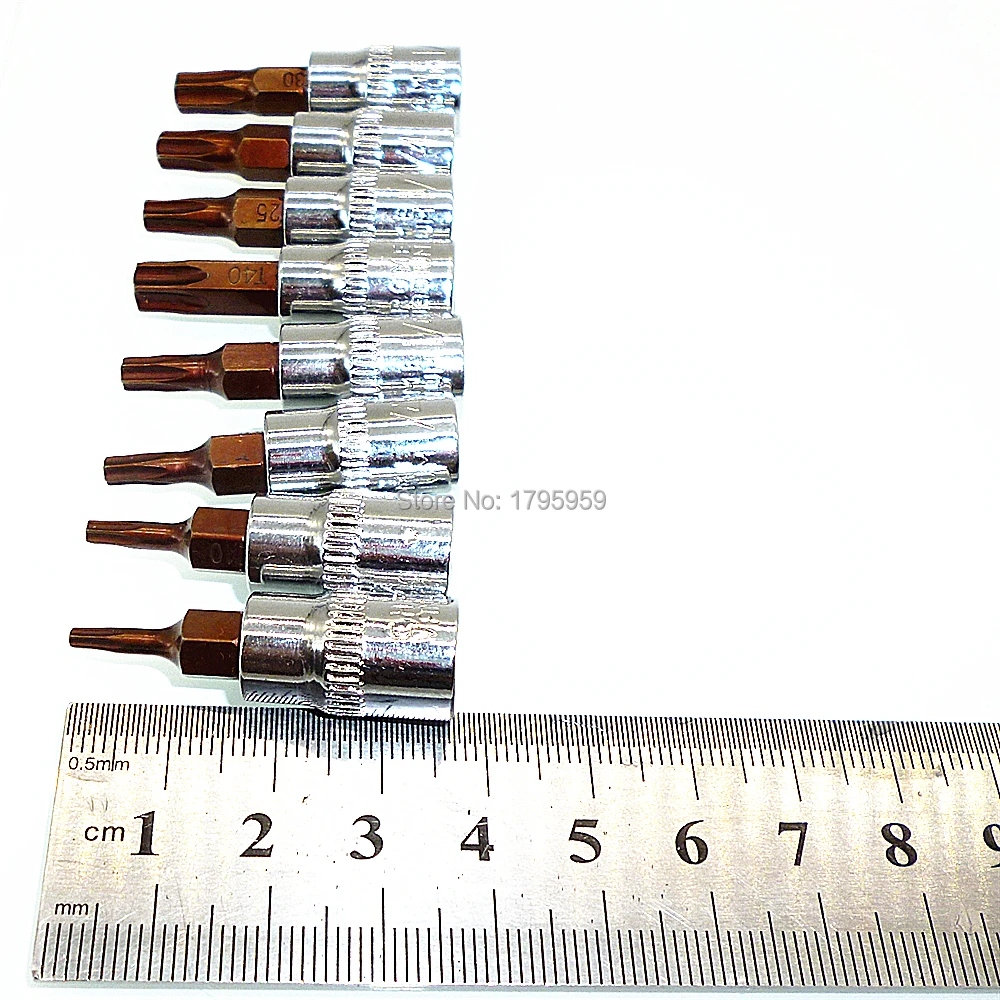 

8 Piece Torx Bit Socket Screwdriver Set 1/4" Square Impact Driver T8 T10 T15 T20 T25 T27 T30 T40 Torx Key Socket Wrench Tools