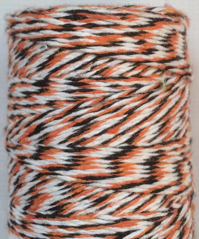 1 шт двойной цветной хлопковый шпагат тонкий 4ply шпагат(110 ярдов/катушка) поделки из шпагата 22 вида цвета оптом по EMS - Цвет: orange black white