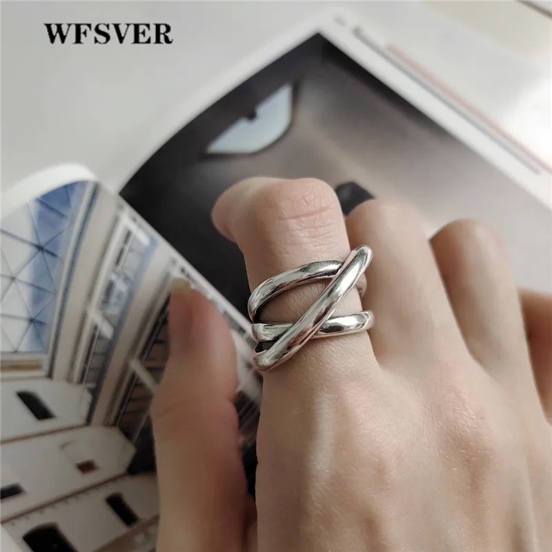 WFSVER корейский стиль кольцо из стерлингового серебра 925 Двухслойное