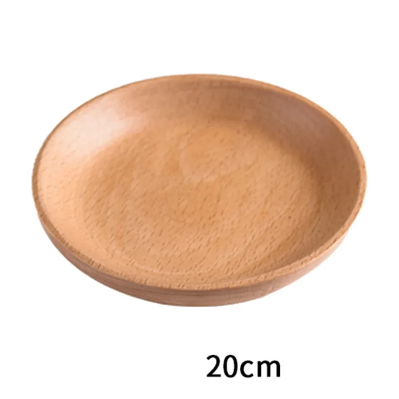 Solid Wood 20CM Неправильный круглый Массив дерева грецкий орех деревянная тарелка фруктовое блюдо, тарелка чайный поднос десертная обеденная тарелка, столовая посуда набор - Цвет: Solid Wood 20CM