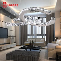 modern led pendant light stainless steel crystal ring hanging lamp decoracao quarto lamparas de techo colgante moderna lustres