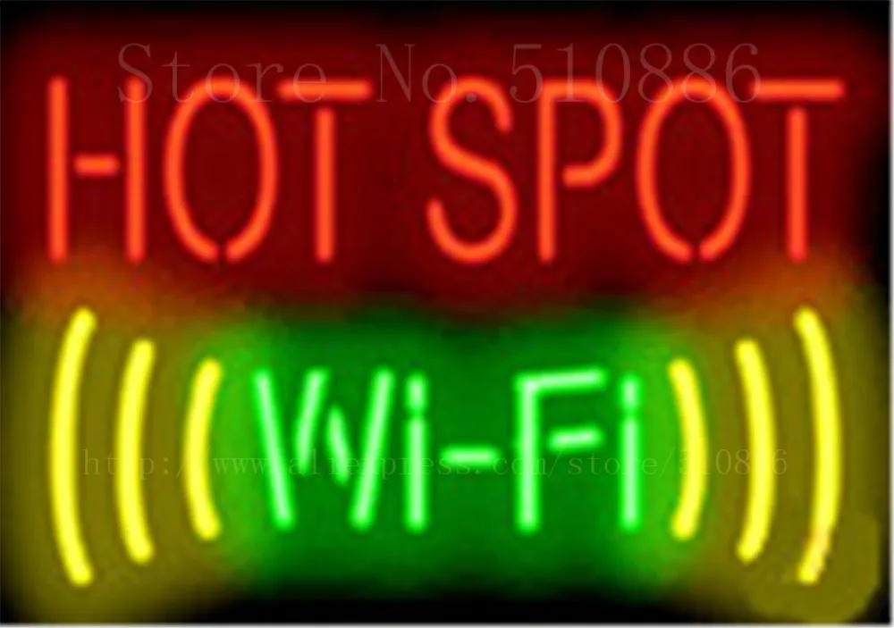 Точечный неоновый знак Wi-Fi настоящие стеклянные трубки лампочки светильник для