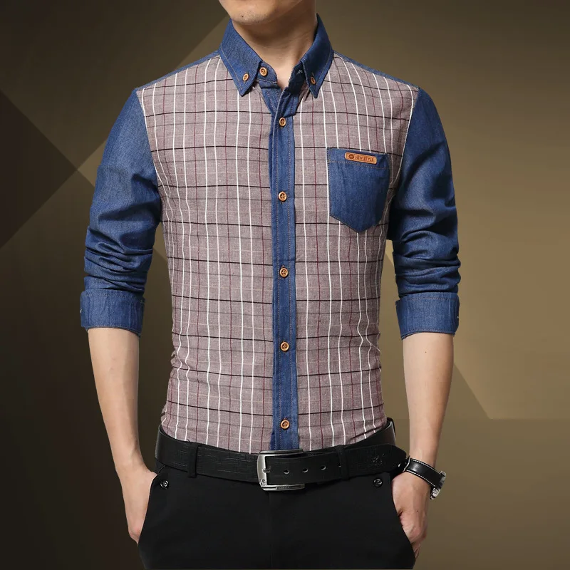 Новые весной и летом 2016 года мужская рубашка с длинным рукавом оптовая продажа