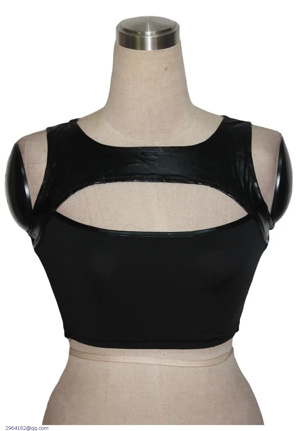 Summer Fashion Black Faux Leather Accent Sexy Camisoles For Womens Gym Bandage Cut Out Sleeveless Crop Tank Tops Mujer LC25150 | Женская