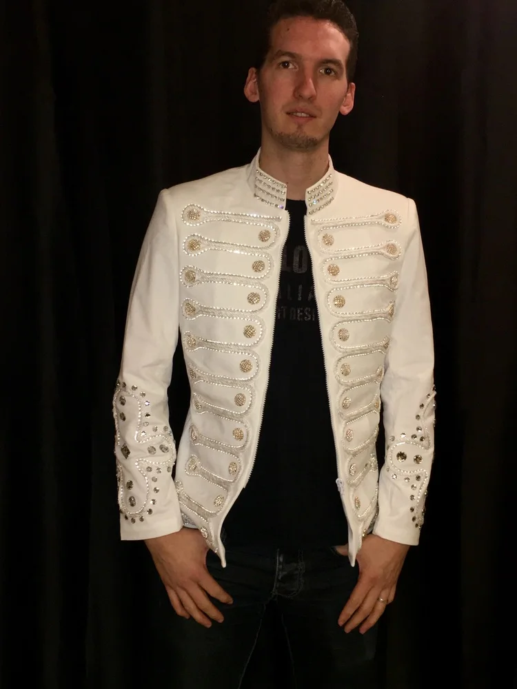 Мужская куртка большого размера костюм простой дворец певец Белый Топ бар ночной