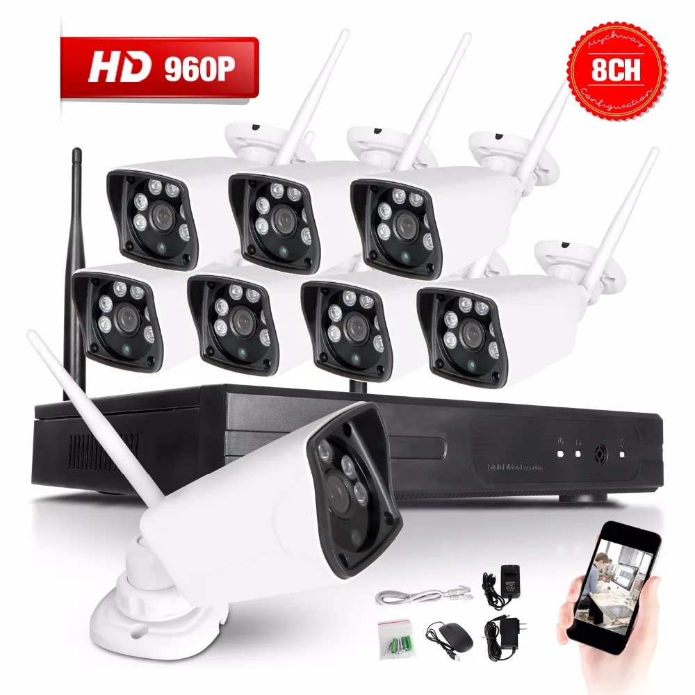 Новый список Plug and Play 8CH wifi беспроводной NVR комплект P2P 960P HD наружная ИК камера