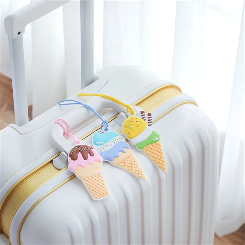 

1PC Luggage Tag Cover Creative ice cream Silica Gel Suitcase ID Address Holder Baggage Boarding Tags Label Travel Accessories