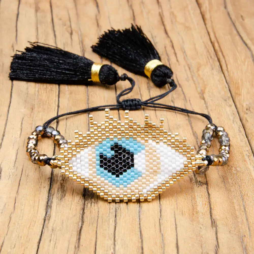 Go2boho браслет от сглаза MIYUKI, браслеты от сглаза, золотые бусины Delica, Женские Ювелирные изделия, браслеты с кисточками, Boho подарки, Прямая поставка