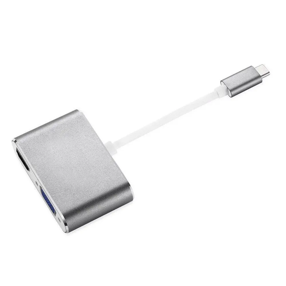 Адаптер конвертер из алюминия с портом USB Type C на 4K HDMI + VGA для MacBook Samsung|Кабели VGA| |