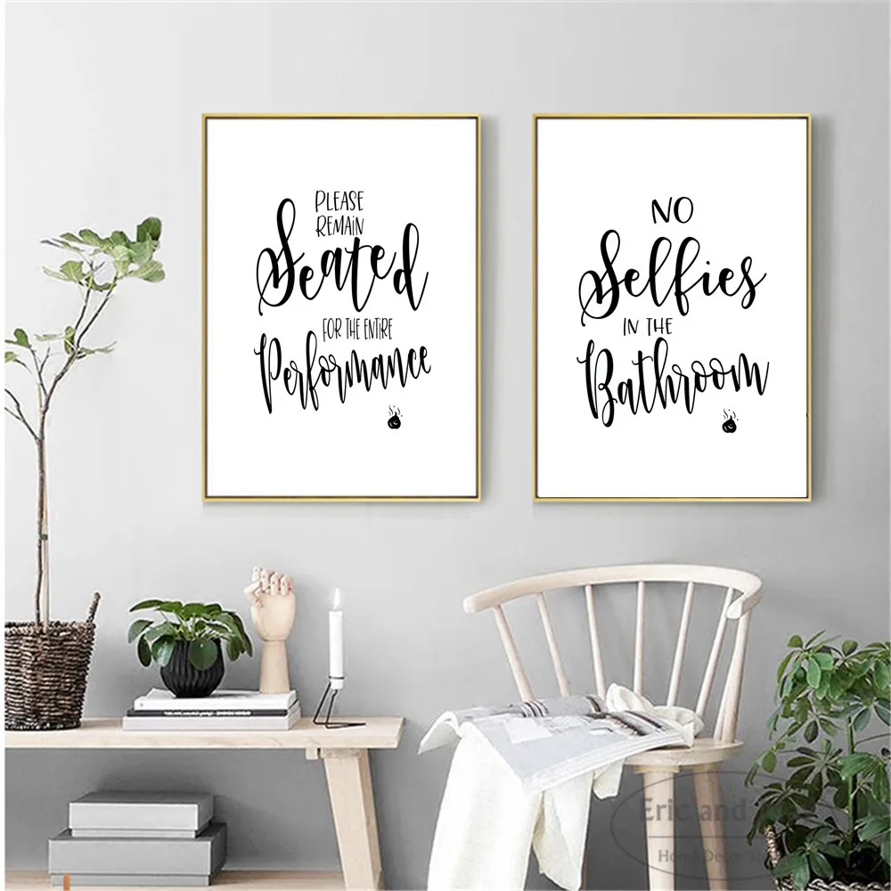 

Bathroom Quotes and Sayings Art Posters And Prints Canvas Art Decorative Wall Pictures For Living Room Home Decor Painting