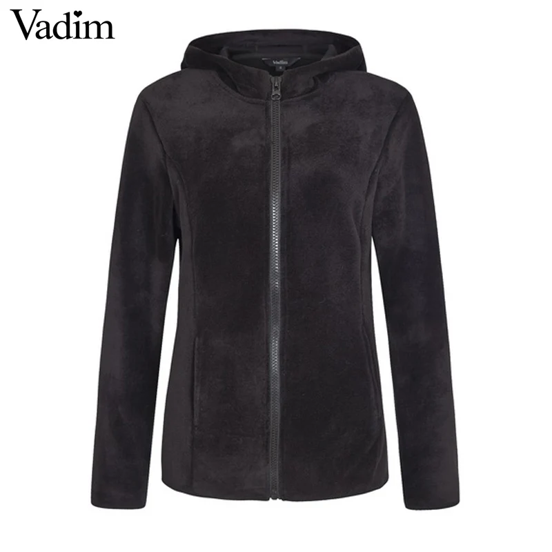 Женская толстовка на молнии базовая свободная с капюшоном из толстого флиса