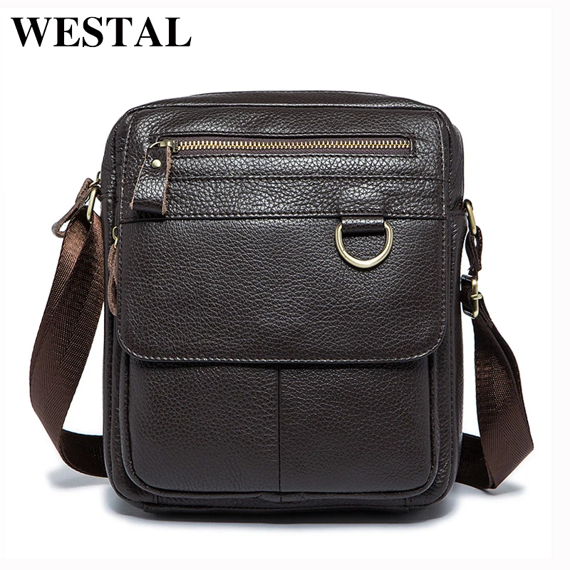 WESTAL Повседневная Сумка Мужская Натуральная Кожа Через Плечо Сумки Мужские