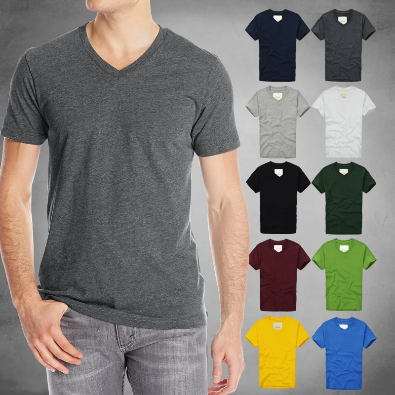 Новое поступление джемпер с v образным вырезом Однотонная футболка короткими