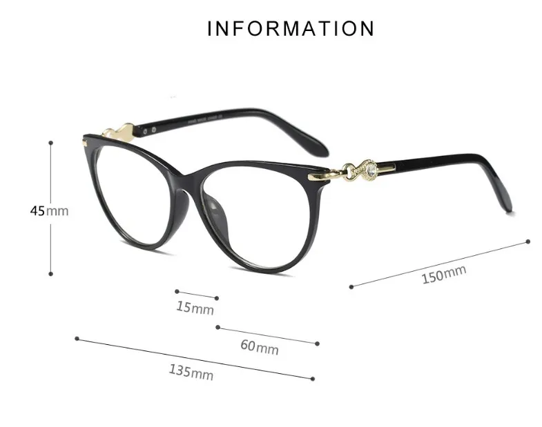 45584 Кристальные бриллиантовые кошачьи глаза очки оправа женские трендовые стили новые ретро брендовые дизайнерские оптические модные компьютерные очки