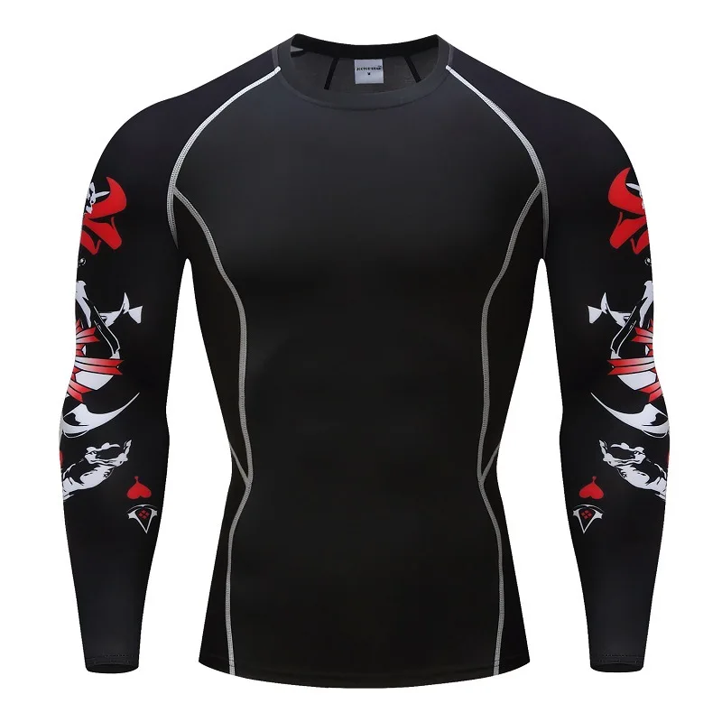 Мужские компрессионные рубашки MMA Rashguard поддерживающие форму для фитнеса с