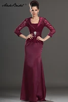gorgeous mermaid 34 sleeve mother of the bride dress burgundy lace satin long formal womens dress