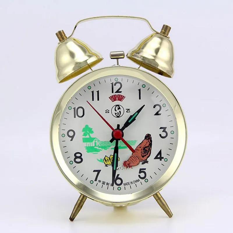 Retro Double Bell Gold Silver Clocks With Backlight Metal Circular Mechanical Clockwork Alarm Clock | Дом и сад