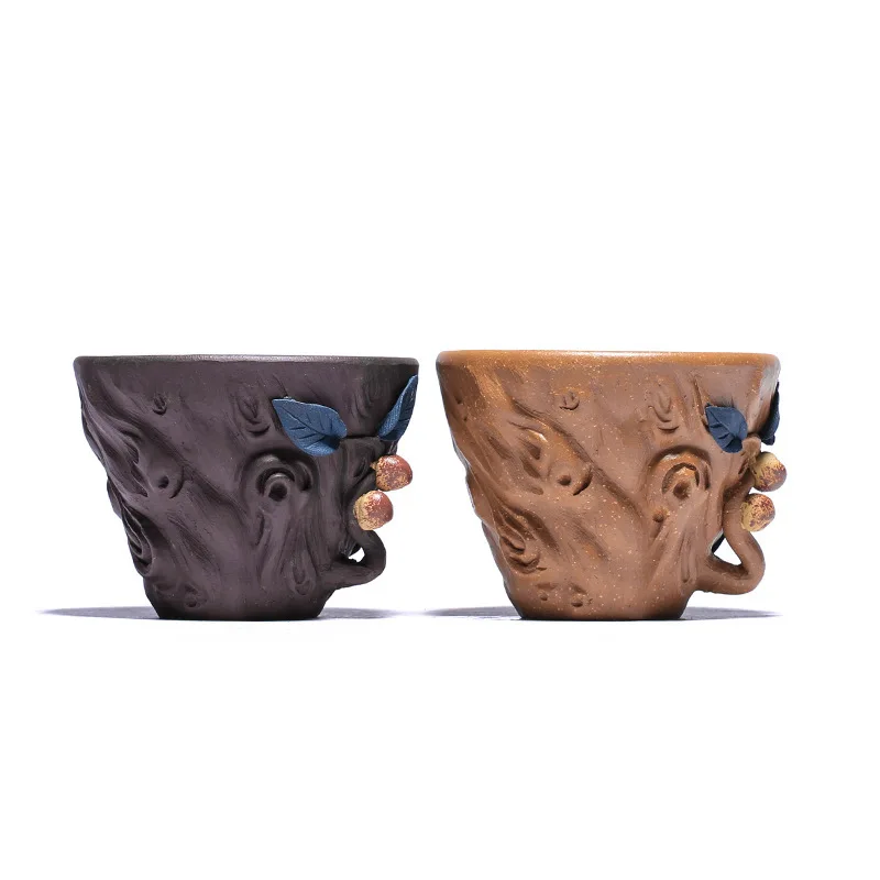 Sand Teaware маленькая чашка сырой руды фиолетовый песок персиковая с листом мастер